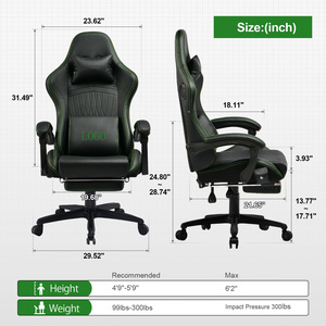 Silla de juego <span class=keywords><strong>Razer</strong></span> negra y verde, altavoces de masaje, silla de edición de carreras de cuero PU, silla de juego Cadeira con reposapiés - Product Image 6