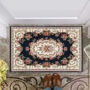 Alfombra Floral personalizada para decoración del hogar, tapete antideslizante para puerta de sala de estar, chenilla de colores, Jacquard, para interior