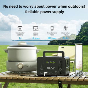 EcoPlay 400W Portable Power Station 256Wh Solar <b>Rechargeable</b> <b>Battery</b> Pack MPPT Port Flashlight for Camping Hiking Travel - Product Image 2