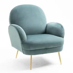 Tela de terciopelo de silla de metal de oro de la habitación brazo sillas moderno