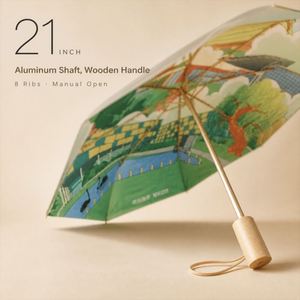 Paraguas Plegable con Diseño de Dibujos Animados, Protección UV, Contra Lluvia y Sol, Portátil, con Mango de Madera Personalizado, Suministro de Fábrica - Product Image 3