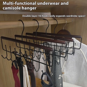 Cintre multifonctionnel en bois massif peu encombrant pour vêtements intimes et rangement de gilets Finition brillante pour la maison et le dortoir - Product Image 3