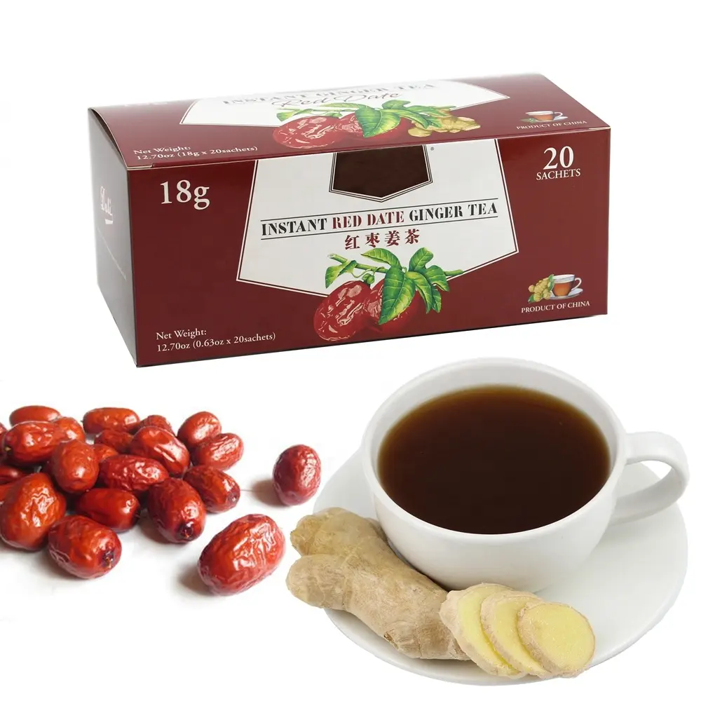 Venda quente 18g OEM sabor chá Instant Red Dates Ginger Drink Ginger Grânulo com datas vermelhas