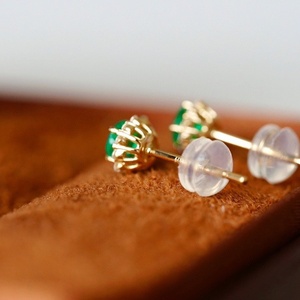 Pendientes de Oro Amarillo de 18K con Diamantes Naturales y Esmeraldas Xinfly, Diseño de Halo Radiante, Joyería Fina Elegante, Envío Inmediato, Unisex - Product Image 2