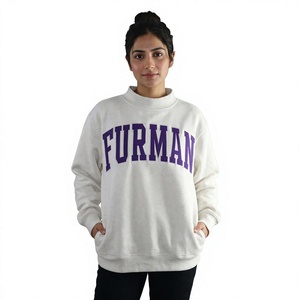 Furman Crew <b>Neck</b> Sweatshirt White Oversized Women's <b>Mock</b> <b>Neck</b> Sweatshirt Custom Logo Cotton Blend Pullover Fashion Brand OEM Man - Product Image 1
