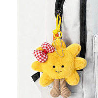 Porte-clés en peluche soleil mignon personnalisables en gros avec nœud, porte-clés soleil Kawaii, superbes cadeaux pour sacs à dos, sacs à main, breloques