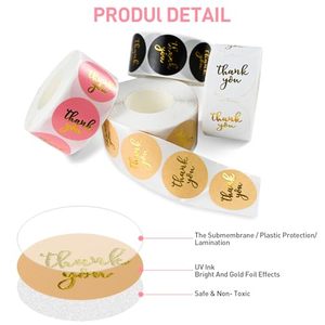 Round Gold Foil Stickers Roll Self Adhesive Small Business Packaging Seals For Birthday <b>Gift</b> <b>Envelopes</b> - Product Image 2
