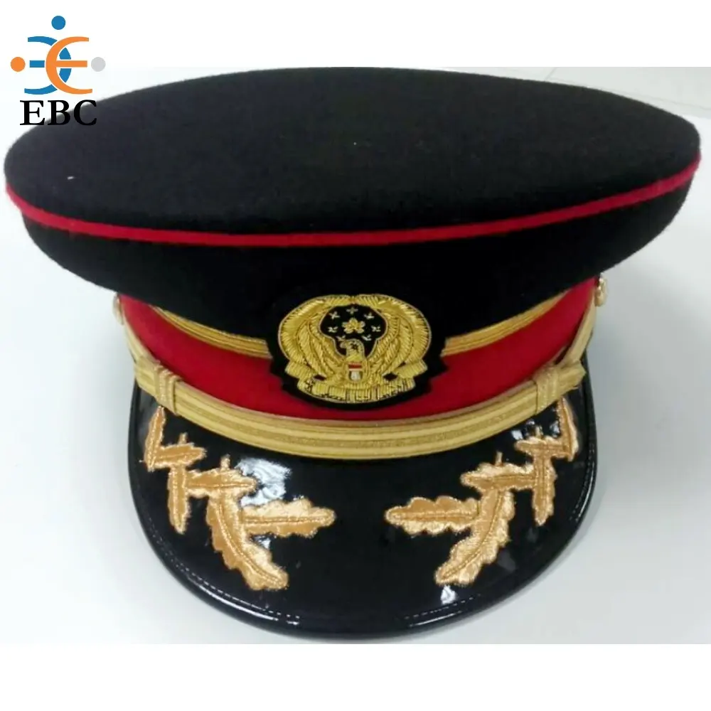 คุณภาพ GCC Bandsman หมวกเดินวง/Guards ทหารผู้หมวดที่สองหมวกแหลมพร้อมมงกุฎลาดเอียงแบนโล่แท่งและกระบังหน้า