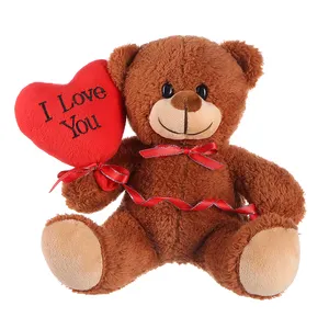 Presentes bonitos urso marrom bonito com coração vermelho valentine brinquedos de pelúcia por atacado barato personalizado macio pelúcia casamento ursinhos