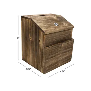 ريفي صندوق اقتراحات مع قفل خشبي الاقتراع مربع التعليق على الحائط أو قائما بذاته