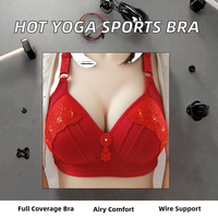 Soutien-gorge de sport à séchage rapide avec armatures et bonnets couvrants pour le fitness et le yoga - Sous-vêtements athlétiques sexy pour femme avec plumes et boutons, style quotidien