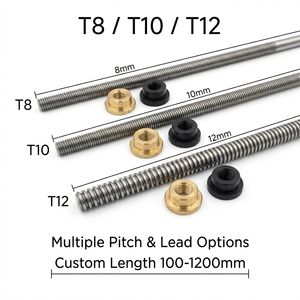 T8 T10 Loodschroef Rechts- en Linksdraad Tr8x1.5 Tr10x2 met messing/POM moeren voor 3D printer CNC Z-as Aangepaste Lengte - Product Image 2