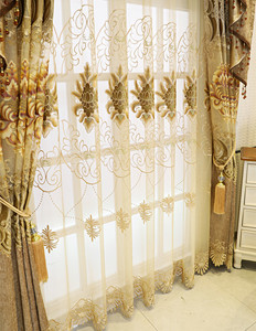 European Style Living Room Blackout Curtains Beige Color Luxury Chenille Embroidered <strong>Drape</strong> for <strong>Bedroom</strong> - Product Image 3