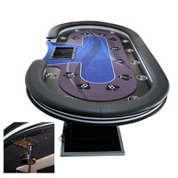 Table de poker professionnelle de qualité casino avec 10 joueurs de siège et lumière LED 1pc peut usine de table personnalisée pour jeu de hasard