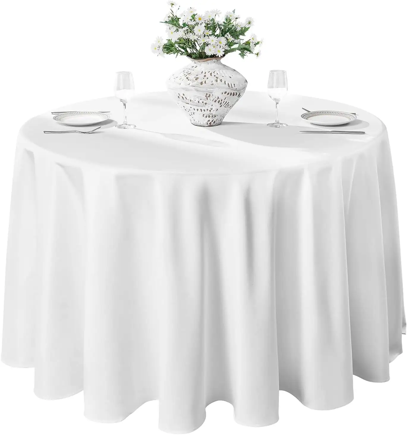 Nappe de table ronde en polyester lavable Couverture de table décorative pour banquet de mariage