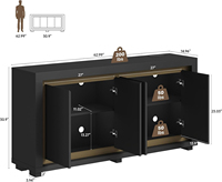 Buffet de cuisine moderne avec éclairage LED, station de charge et rangement, meuble de rangement pour bar à café et cuisine