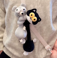 Porte-clés en peluche animal à long cou, adorable breloque de sac en forme de poupée de dessin animé, cadeau créatif et adorable pour animaux de compagnie