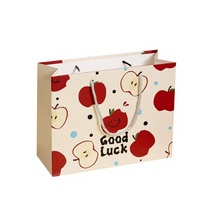 Sacs cadeaux en carton blanc mat imperméable très résistants avec poignées en corde torsadée, sacs fourre-tout à motifs de fruits pour cadeaux polyvalents