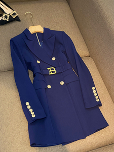 Elegante Abito Blazer da Ufficio a Maniche Lunghe con <span class=keywords><strong>Doppio</strong></span> <span class=keywords><strong>Petto</strong></span>, Revers Classico e Cintura in Stile Francese - Product Image 2