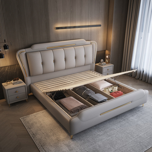 <span class=keywords><strong>Lit</strong></span> queen ou king size avec tête <span class=keywords><strong>de</strong></span> <span class=keywords><strong>lit</strong></span> rembourrée et éclairage <span class=keywords><strong>de</strong></span> luxe italien, avec espace <span class=keywords><strong>de</strong></span> rangement - Product Image 5