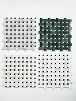 Mosaïque en marbre naturel KBMosaic G2P - Motif cannage moderne - Couleurs vert, blanc, noir - Pour usage intérieur et extérieur, salle de bain