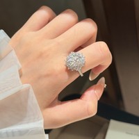 Bague en Moissanite Halo 5 Carats pour Femme, Argent S925, Couleur D, Pierre Centrale Ronde, Style Mariage et Fiançailles, Bijoux