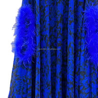 Haute qualité Tailleur Premium Vintage Vêtements Usine Robe Nouveau Design De Mode Manches Chauve-Souris Fleur Imprimé Plumes pour Femmes