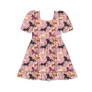Vestido Tipo Romper para Bebés y Niñas Pequeñas, Estampado Floral, Manga Corta, Línea A, Largo hasta la Rodilla, Estilo Lindo para Primavera y Otoño, Venta al Por Mayor - Product Image 5