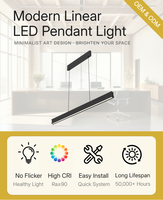 Suspension LED rectangulaire moderne en aluminium pour bureau à domicile, 36W, hauteur réglable, intensité variable, multi-lumières, avec CRI 90 élevé