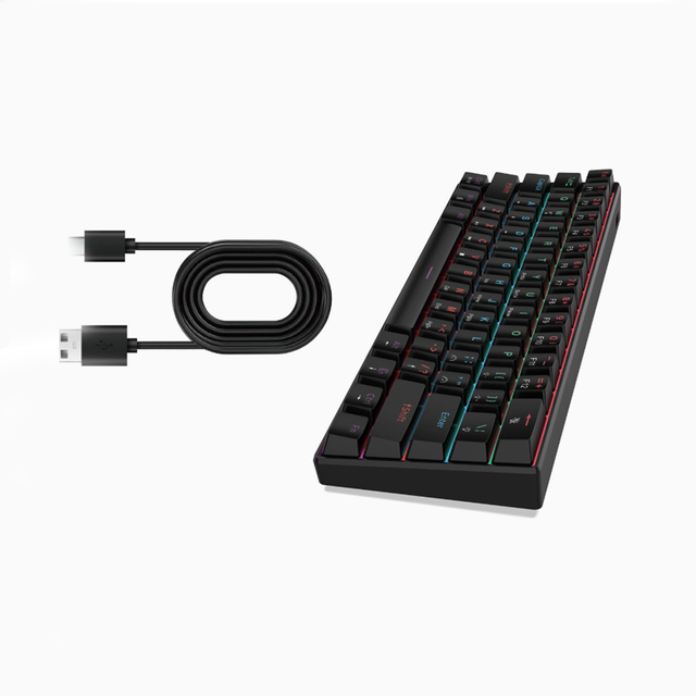 61 Key RGB Mechanical Gaming Keyboard Wired USB-C Backlit Compact 60% Layout for Windows Mac Android Linux PC Office