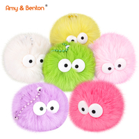 Porte-clés Pompon en Fourrure Moelleuse aux Couleurs Assorties avec Grands Yeux, Pendentifs en Peluche Douce, Breloques Fantaisie pour Sacs, Idéal pour les Cadeaux d'Enfants