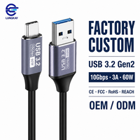 LUNG KAY Memproduksi Kabel Data USB 3.2 Gen 2 10Gbps 3A 60W USB a ke C Profesional untuk Laptop SSD Tablet Kustom OEM ODM