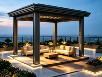 Pergola Aluminium Model 220 dengan Louver yang Dapat Disesuaikan, Paviliun Luar Ruangan Bermotor Tahan Air