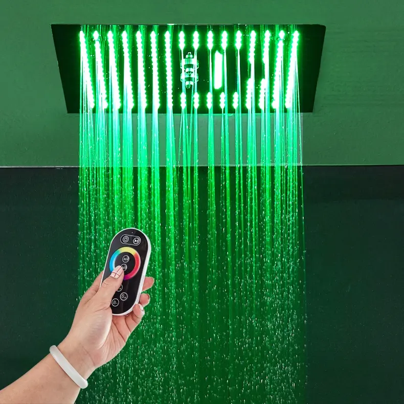 romantic big size overhead SS304 rain shower with led light  villa project 16inch colorful ceiling rain shower