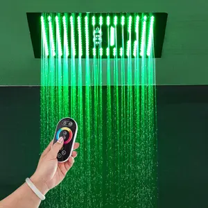 Romantik büyük boy havai SS304 yağmur biçimli duş ile led ışık, villa projesi 16 inç renkli tavan yağmur biçimli duş