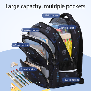 Cartable pour Élèves du Primaire Nouveau 2025, Garçons Filles Rayé Fermeture Éclair Nylon Sac à Dos Épaules Grande Capacité Durable - Product Image 4