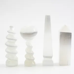 도매 천연 화이트 크리스탈 치유 Selenite 단검 돌 석고 보석 공예