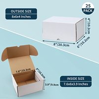 Boîtes en carton ondulé blanc avec logo personnalisé 8x6x4 emballage postal paquet de 25 petites boîtes d'expédition pour les petites entreprises boîtes en papier