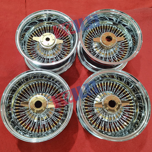 Jantes à rayons 13x7 Or 72/100, triple rayonnage droit, finition chrome doré - Product Image 6