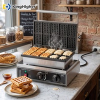Machine à gaufres électrique professionnelle 10-en-1, antiadhésive, en acier inoxydable, pour gaufres belges rectangulaires, idéale pour les restaurants