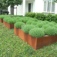Pot de fleurs en acier corten, pots de fleurs longs, jardinière rectangulaire