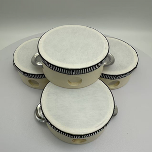 Wholesale Factory Mixed Batch 4 Inch Wooden Hand Drum Tambourine, Single Row Bells for <b>Music</b> Store & Stage Wholesale - Product Image 6
