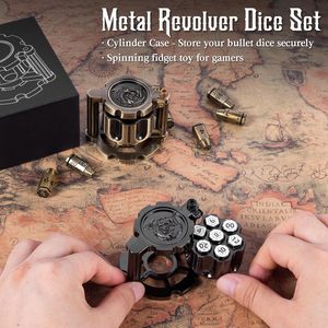 Cyberpunk Style Customised Metal Polyhedral <strong>Bullet</strong> Dice Set Of 7 Rotating Revolver Cylinder Container - Product Image 4
