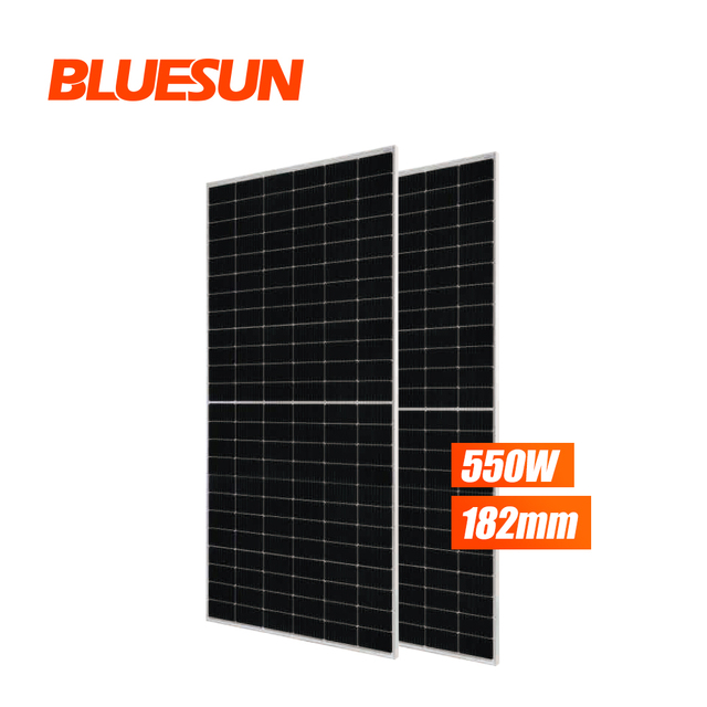 Rotterdam Warehouse Stock 182mm Solar Cell Half Cut Monocrystalline Bluesun  550w 560w 565w 600w Solar Panels for Home