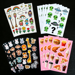 Feuille d'autocollants décoratifs personnalisés en vinyle transparent imperméable, découpés à la forme, style dessin animé, pour papeterie <span class=keywords><strong>coréenne</strong></span> - Product Image 1