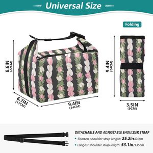 Sac isotherme pour déjeuner style Hawaï, imprimé personnalisé, sac de rangement alimentaire réutilisable, motif Anthurium rose et blanc avec boucle - Product Image 3