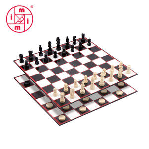 Set 2 in 1 Pieghevole in Cartone per Scacchi, <span class=keywords><strong>Dama</strong></span> e Backgammon, Scacchiera in Legno Fatta <span class=keywords><strong>a</strong></span> Mano - Product Image 3