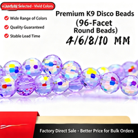 Perles en verre cristal scintillantes à 96 facettes de 4/6/8/10 mm, couleurs mélangées, pour sacs, fabrication de bijoux DIY, bracelets, vente en gros