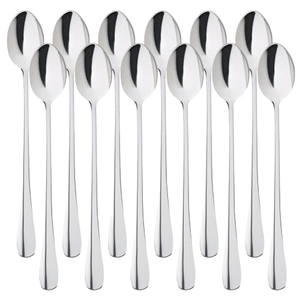 Cuillère à mélanger à long manche en acier inoxydable 304 de qualité alimentaire, cuillère moderne plaquée argent pour thé glacé, café, milkshake - Product Image 1