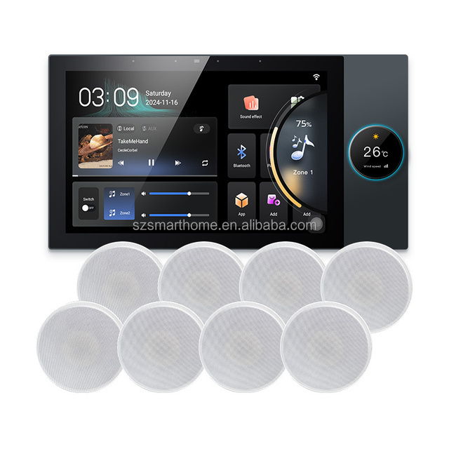 8-Channel Smart Home Theater System 10-Inch Touch Screen Wall Power Zigbee 16G Control Panel Wireless System Music